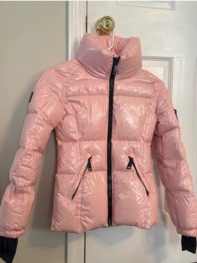 SAM Coat Pink Women's Shiny Puffer Jacket